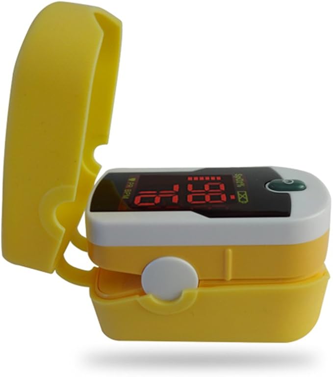 Concord Fingertip Pulse Oximeter with Reversible Display - Blood Oxygen Saturation Monitor with Carrying Case, Batteries and Lanyard - Easy to Use, Accurate SpO2 & Pulse Measurement (Topaz)