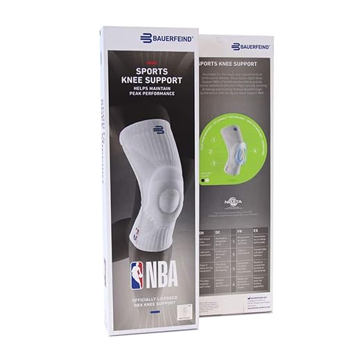 Bauerfeind Sports Knee Support NBA - Officially Licensed Basketball Knee Brace - Relief and Stabilization - Targeted Compression - Lightweight & Durable - White, X-Large