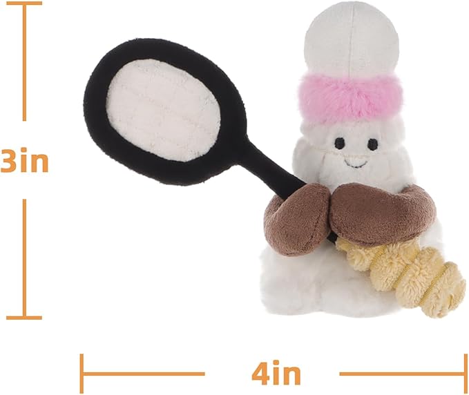 Apricot Lamb Happy Badminton Stuffed Animals for Kids, Soft Cute Plush Toys for Baby Girl and Boy, Fluffy Happy Badminton