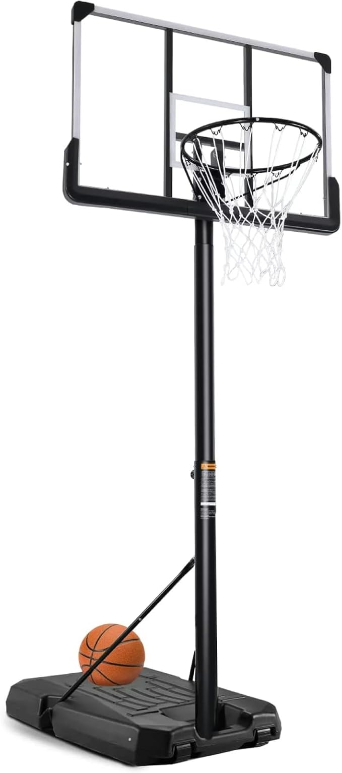Basketball Hoop Outdoor 6.7FT-10FT Adjustable 44 Inch Backboard Portable Basketball Hoop Basketball Goal with Sandbag Basketball System Large Base and Wheels for Adults Youth in Backyard Driveway