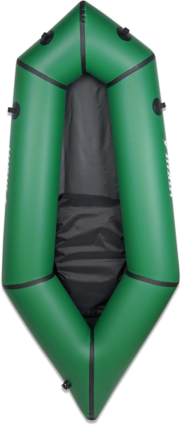 TPU Packraft Inflatable Lightweight Kayak - 1 Person Packraft, Ideal for Adults&Kids with Soft Seat, Litewater Dinghy for Flat Water Rafting, Fishing & Adventure, Rapid Inflate