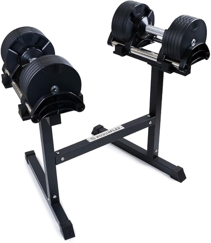 BUNDLE DEAL - Two Adjustable Dumbbells (80LB Green) + Dumbbell Stand + Adjustable Bench (4 items)