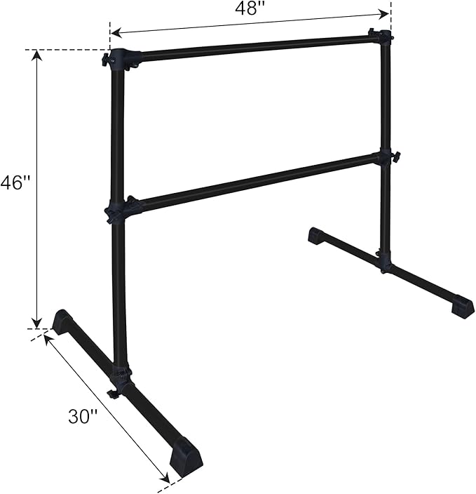 4FT/6FT Freestanding Ballet Barre Wood/Steel Height Adjustable from 7 to 46 inch Ballet Bar Portable Double Dance Bar for Home Workout and Stretch