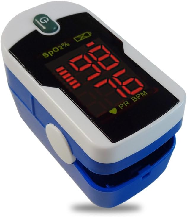 Concord Fingertip Pulse Oximeter with Reversible Display - Blood Oxygen Saturation Monitor with Carrying Case, Batteries and Lanyard - Easy to Use, Accurate SpO2 & Pulse Measurement (Sapphire)