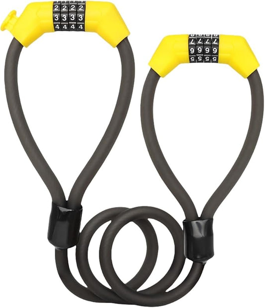 Keyless Double Head Password Heavy Duty Steel Wire High Security Password Password Padlock Cycling Accessories Bearing Mountain Bike Cycling Accessories