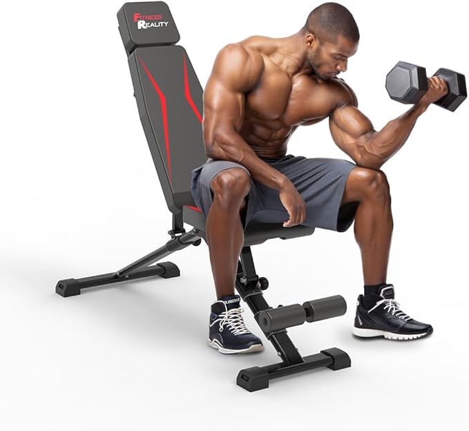 Fitness Reality Adjustable Weight Bench, Press for Incline Decline Workouts & Strength Training - Foldable for Home Gym - 800 Pound Capacity