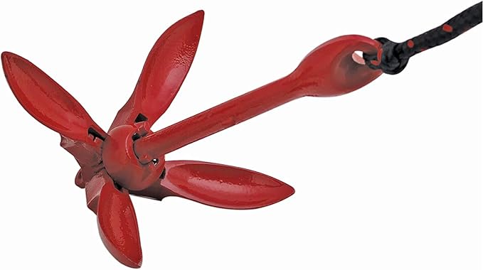ISURE MARINE Kayak Anchor Kits Portable Folding Grapnel Anchor Buoy Kit Canoe Kayak Raft Boat Sailboat Fishing 3.5 lbs Marine Rope for Small Boats, Kayaks Jet Ski (Red or Green)