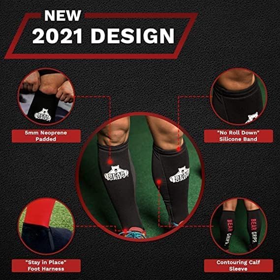 Bear Grips Deadlift Shin Guards - Breathable Gym Equipment Rope Climbing Shin Guard for Men and Women - Injury Prevention Calf Support Shin Guard Sleeves for Ultimate Shin Protection