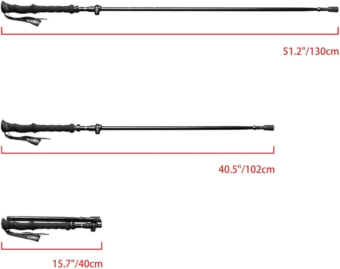 Travel Folding Trekking Hiking Pole with Carrying Case,Collapsible Cane Adjustable Walking Stick Portable Mobility Aid for Women Men Hikers Gift,Black