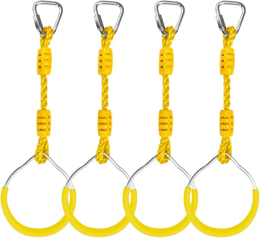 Ninja Ring Fitness Gymnastic Ring Climbing Bar Workout Outdoor Backyard Playground Training Equipment Play Set, Jungle Gym Fist Hanging Swing Monkey Bars Ninja Warrior Obstacle Course Trapeze Playsets