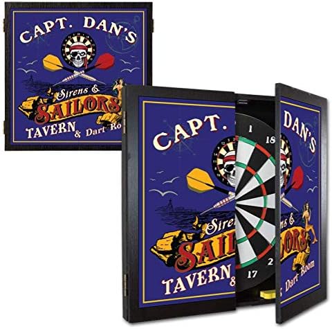 THOUSAND OAKS BARREL CO. | Personalized Dartboard & Cabinet Set with 6 Steel Tip Darts