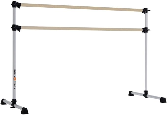 VITA Barre Portable Freestanding Double Ballet Barre, Prodigy, Wood | Adjustable Height, USA Made, Home or Gym Exercise Equipment for Kids & Adults | Dance, Fitness, Pilates