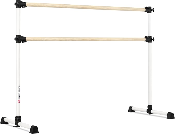 VITA Barre Portable Freestanding Double Ballet Barre, Prodigy, Wood | Adjustable Height, USA Made, Home or Gym Exercise Equipment for Kids & Adults | Dance, Fitness, Pilates