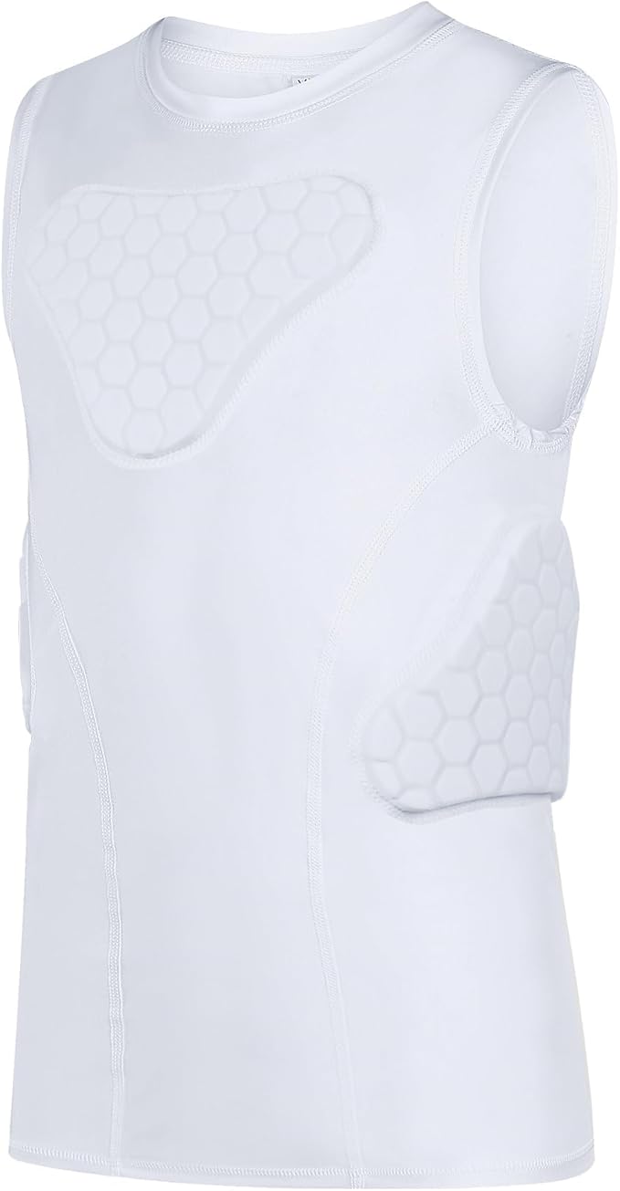 Youth Padded Compression Shirt Rib Protector for Football Protective Gear Baseball Padded Shirt Kid Child Boys