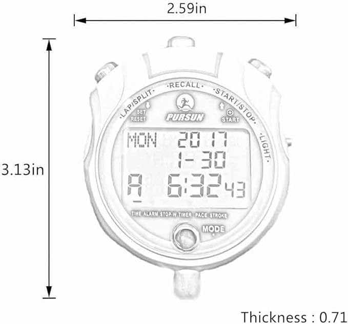 Stopwatch Timer, Digital Stop Watch with 0.01second & 0.001second Timing, Metal 10/100/400 Laps Memory, Rolilink Large dispaly Alarm Clock for Coach Sports Running Marathon