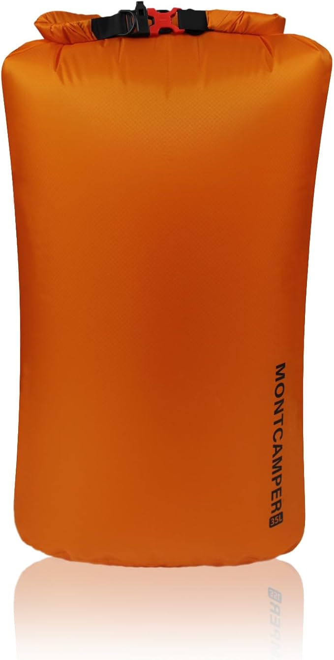 Waterproof Dry Bag-Upgraded Tear-resistant CORDURA Fabric-Durable&Lightweight Roll Top Dry Sack with Survival Whistle-Perfect for Hiking, Camping, Kayaking&Beach-Float on Water(35L/Orange)