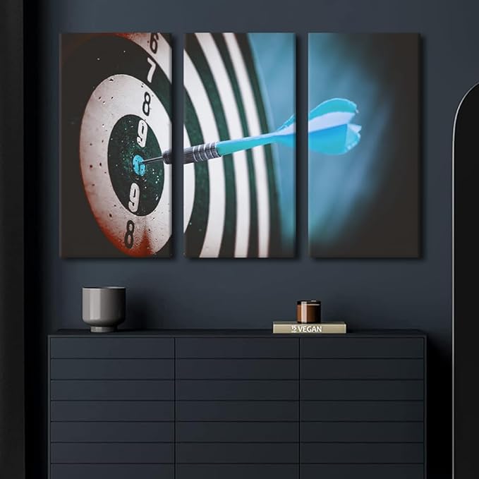 Canvas Wall Art Vintage Office Paintings Prints on Canvas Positive Darts Hit the Bull's Eye Closeup Modern Artwork Pictures for Living Room Bedroom Wall Decor Giclee Framed Ready to Hang, 40"Wx60"H