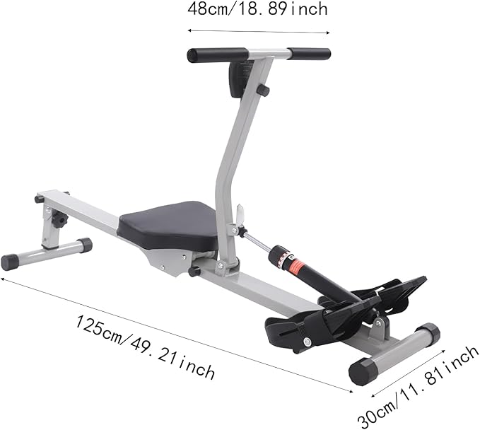 Foldable Rowing Machines, Hydraulic Rower 12 Levels Resistance Force, Low Noise, LED Display Full Body Workouts Equipment for Home