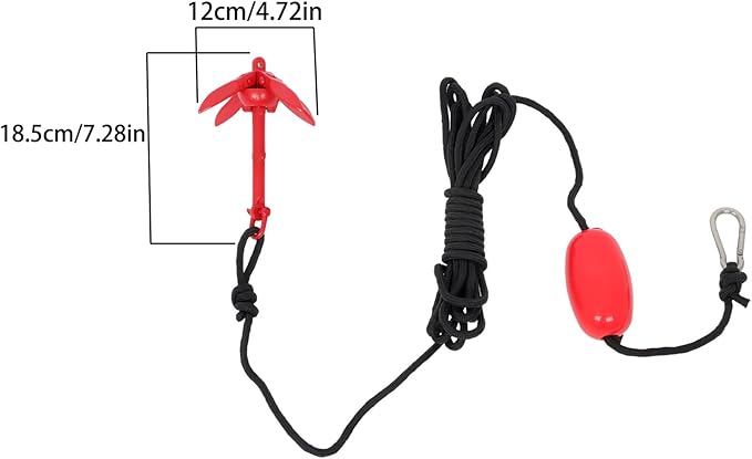 1 Pack 1.5 lb Red Marine Kayak Folding Grapnel Anchor Kit for Small Boats Kayaks Canoe Paddle Boards