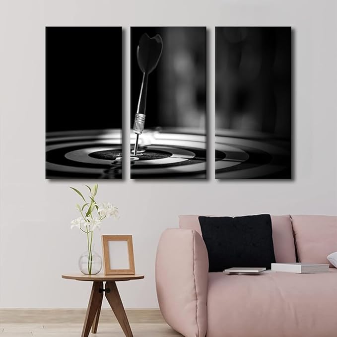 Canvas Wall Art for Living Room Office Dart Hits the Bullseye Modern Painting Inspirational Picture for Bedroom Home Wall Decorations for Bar Club Coffee Pub Frame Wall Decor Ready to Hang, 40"Wx60"H