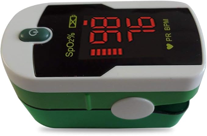 Concord Fingertip Pulse Oximeter with Reversible Display - Blood Oxygen Saturation Monitor with Carrying Case, Batteries and Lanyard - Easy to Use, Accurate SpO2 & Pulse Measurement (Emerald)