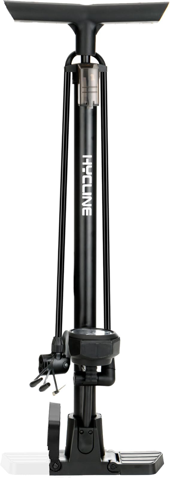 Hycline Bike Floor Pump with Gauge: 160 PSI High Pressure Bicycle Pumps - Durable Air Pump Fits Presta & Schrader Valve - Inflator for Road MTB Tire, Ball, Balloon, Inflatables