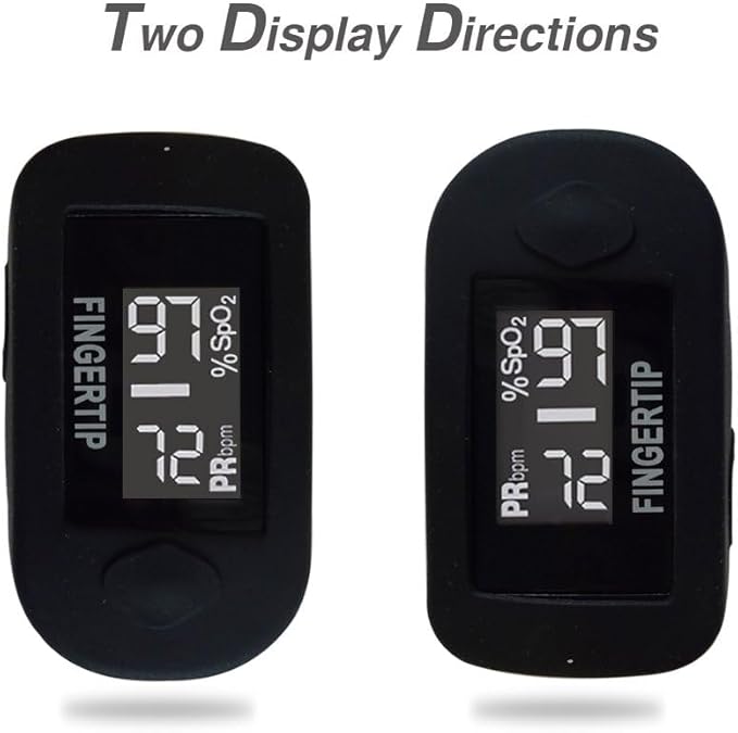 Concord Fingertip Pulse Oximeter with Reversible Display - Blood Oxygen Saturation Monitor with Carrying Case, Batteries and Lanyard - Easy to Use, Accurate SpO2 & Pulse Measurement (Black Ox)