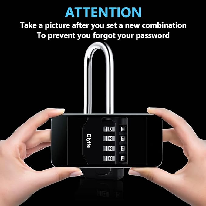 2 Pack 2.6in Long Combination Padlock, Waterproof 4 Digit Combination Lock, Weatherproof Metal & Galvanized Steel, for Schools, Gyms and Lockers, Black