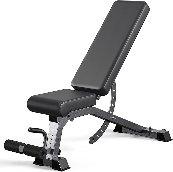 192-Setting Adjustable Weight Bench, 1200LB Heavy Duty Workout Bench for Home Gym, Commercial Incline-Flat-Decline Bench Press for Full Body Fitness, 4 Suitable Leg Rest Gears with Fully Upright Backrest