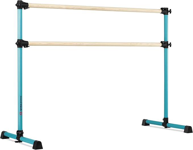 VITA Barre Portable Freestanding Double Ballet Barre, Prodigy, Wood | Adjustable Height, USA Made, Home or Gym Exercise Equipment for Kids & Adults | Dance, Fitness, Pilates