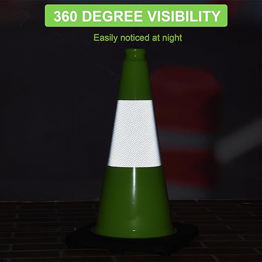 OrangeStar 8 Pack 18" Green Traffic Safety Cones, PVC Parking Cone Construction Cones w/Reflective Collar, Heavy Duty Base for Driving Practice, Parking Lots and Roadwork