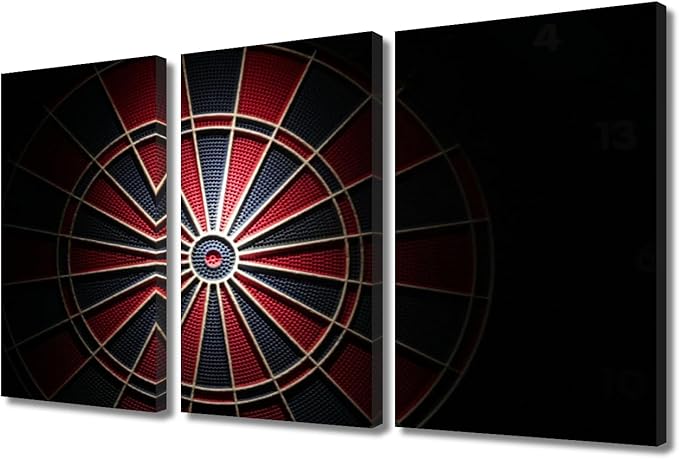 Canvas Wall Art Wall Decor Sports Theme 3 Piece Dart Board Wall Art Dart Plate in the Dark Contemporary Home Decor for Office Canvas Art Circuit Board Poster Printings Framed Ready to Hang(24"Wx36"H)