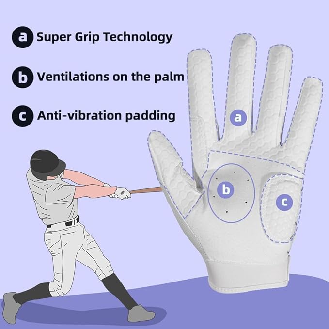 Seibertron B-A-R PRO 2.0 Signature Baseball + Softball + Teeball Batting Gloves Super Grip Finger Multiple 11 Sizes + 5 Colors Available Fit Adult Youth Kids Boys Girls Mens Women