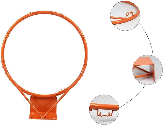 Basketball Rim Goal Wall Mounted Basketball Hoop Indoor Outdoor Hanging Basketball Hoop with 2PCS Adapted 8-Loops Basketball Net, 32centimeter/12.6inch Hoop