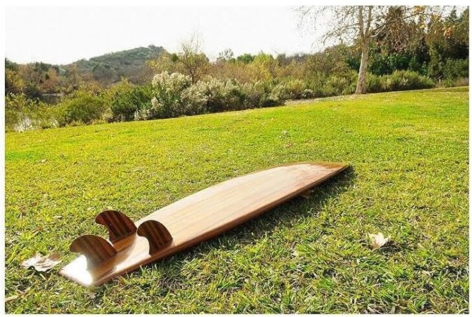 Natural Beauty Long Board Wooden Surfboard Handmade with Ultra Stylish Fins and Sleek, Glossy Exterior, Red Cedar and Then Finished in a Durable Fiberglass Epoxy