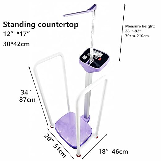 Armrest Electronic Medical Height and Weight Scale,20" L x 12" W x34 H, Up to 420lb Weight Capacity, 75” Height Measurement, LCD Display, USB Charging, Temperature Display (Lavender Purple)