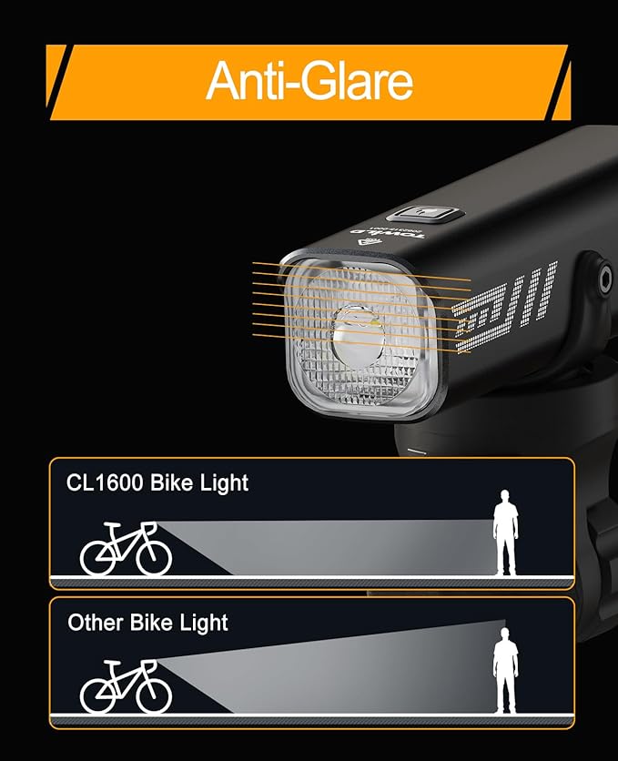 TOWILD Bike Lights for Night Riding,Compatible with Garmin/GoPro Mount,600 Lumen Bike Headlight,2000mAh Rechargeable Battery,Waterproof Bike Front Light for Commuter Cyclists-Fits All Bikes
