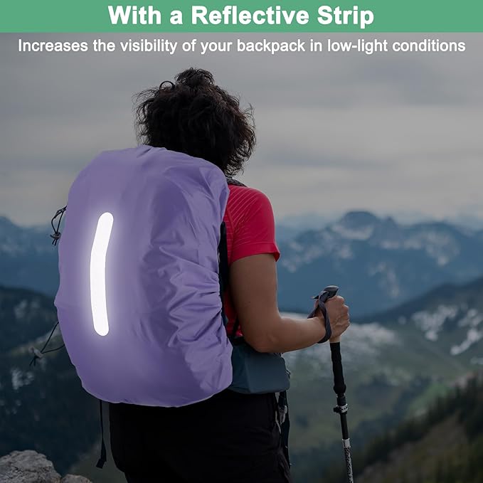Waterproof Backpack Rain Cover Waterproof Backpack Cover, Bag Rain Cover with A Vertical Reflective Strap for Hiking/Biking/Camping/Outdoor Traveling