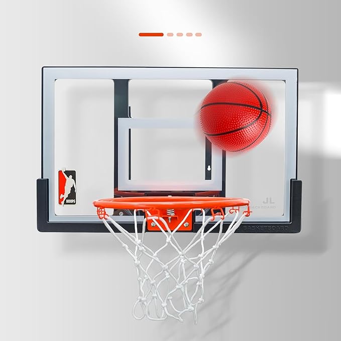 Mini Basketball Hoop Indoor 25 Inch, Adjustable-Height Wall Mounted Hoop, Silent Basketball Backboard&Rim, Indoor Wall Basketball Hoop Shatter-Proof, Mini Hoop 2 Ball