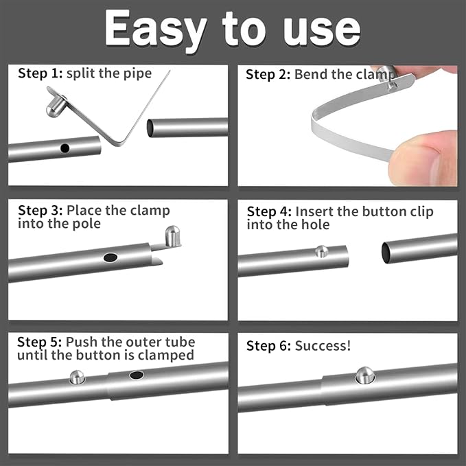 10 Pack Paddle Spring Snap Clips, Steel Push Button Clips for Kayak Paddles & Kayak Tent Pole Clip for Kayak Paddles, Camping Tents, Poles Snap-Locks for Tent Pole and Tube Pin Repair 