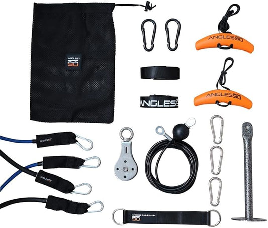 Angles90 Suspension Pulley Trainer - A90 Strength Set, Alloy Steel, 440 lb Tension - Sling Trainer & Workout Cables for Calisthenics & Suspension Equipment