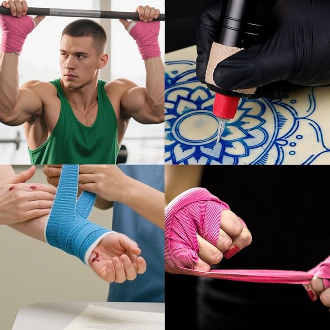 OZER 12 Pack 1 Inch x 5 Yards Self Adhesive Bandage Breathable Cohesive Bandage Wrap Rolls Elastic Self-Adherent Tape for Stretch Athletic, Sports, Wrist, Ankle (1 lnch Colorful, 1lnch)