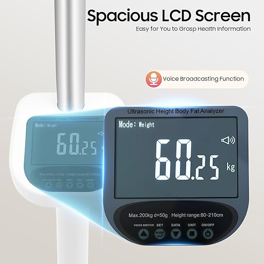 Professional Digital Physician Scale - Multifunction Body Weight and Ultrasonic Height Analyzer - 440lbs Capacity Medical Scale 31.5-76.77 in