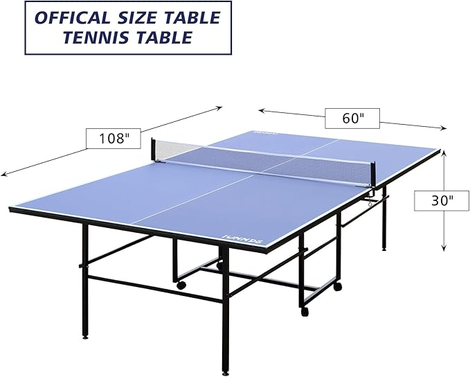 9”×5”MDF Indoor Table Tennis Table with Quick Clamp Ping Pong Net with Two Rackets and Three Balls,Foldable Single-Player Game