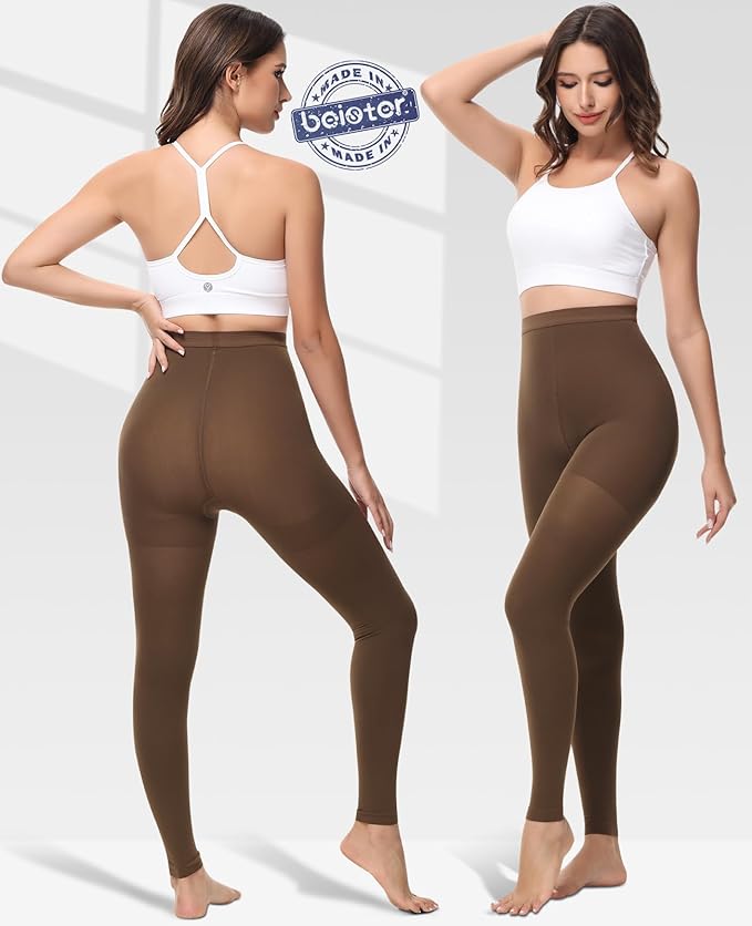 beister Medical Compression Pantyhose for Women & Men, 20-30mmHg Graduated Support Tights, Opaque Footless Waist High Compression Stockings & Leggings for Varicose Veins, Edema, Flight, DVT