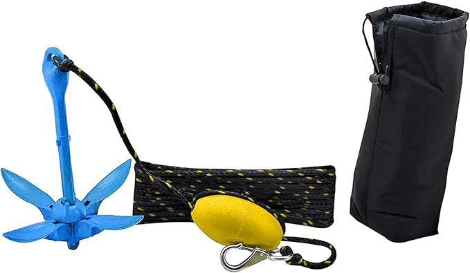 XIALUO Marine Kayak Anchor Kits 7 lb Folding Anchor Accessories with 50 ft Rope for Fishing Kayaks, Canoe, Jet Ski, SUP Paddle Board and Small Boats