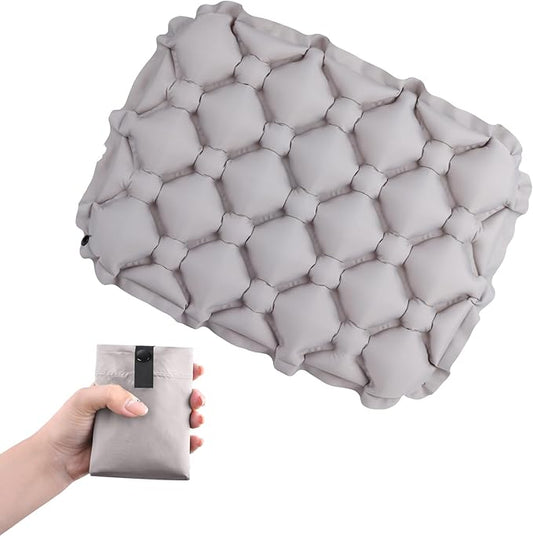 TRIWONDER Ultralight Inflatable Seat Cushion Seat Pad, Easy to Inflate & Deflate Compact Air Pad with Storage Bag for Camping Hiking Fishing Office Airplane Stadium Car (Grey)