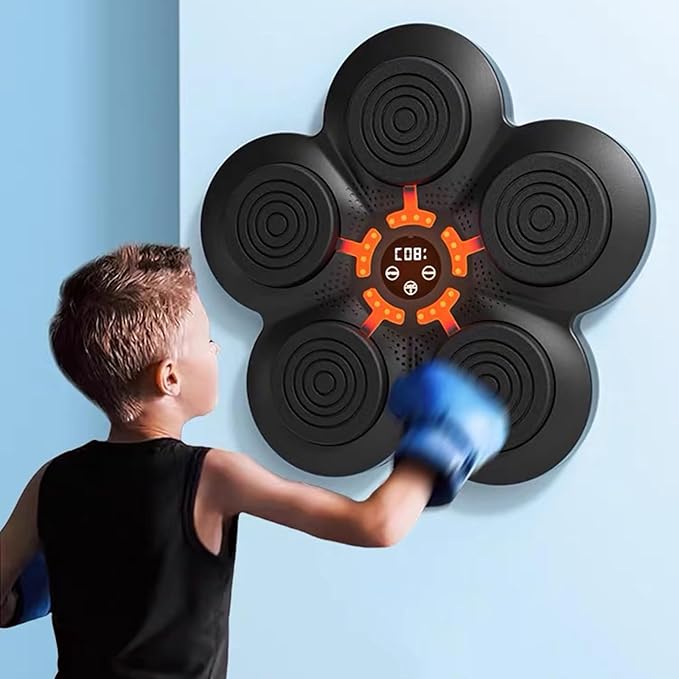 Music Boxing Training Machine, Smart Music Wall Mounted Punching Sports Equipment with Professional Boxing Gloves, 9 Gear Speed Mode, Hand/Eye/Speed Reaction for Stress Relief