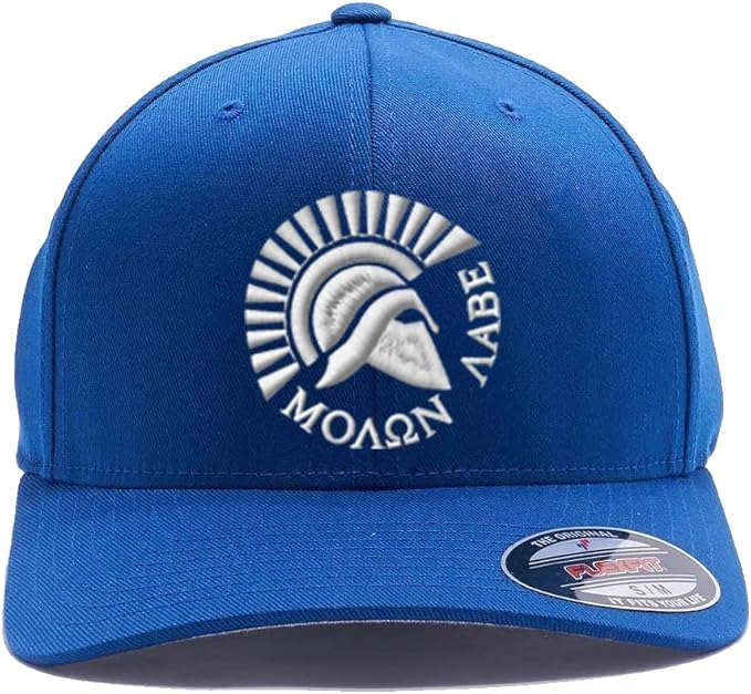 Spartan Warrior Helmet Molon Labe - Come and Take It Custom Embroidered Flex Fitted Baseball Hat