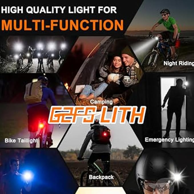 Mini Bike LightNew 5+5 Mode IPX6 Waterproof, Type-C Rechargeable, Suitable for Night Riding, with high Brightness Front and Rear,Headlight Taillight for Men Women Kids Road Mountain